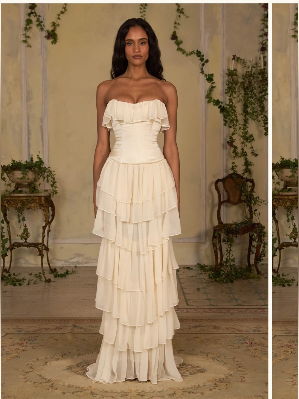 Mirror Palais Ballet Russes Gown in Champagne with Corset NWT